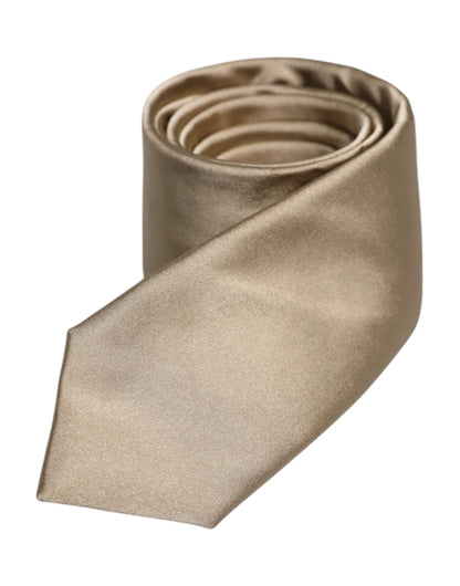 Dolce &amp; Gabbana Beige Solid Silk Adjustable Necktie Tie