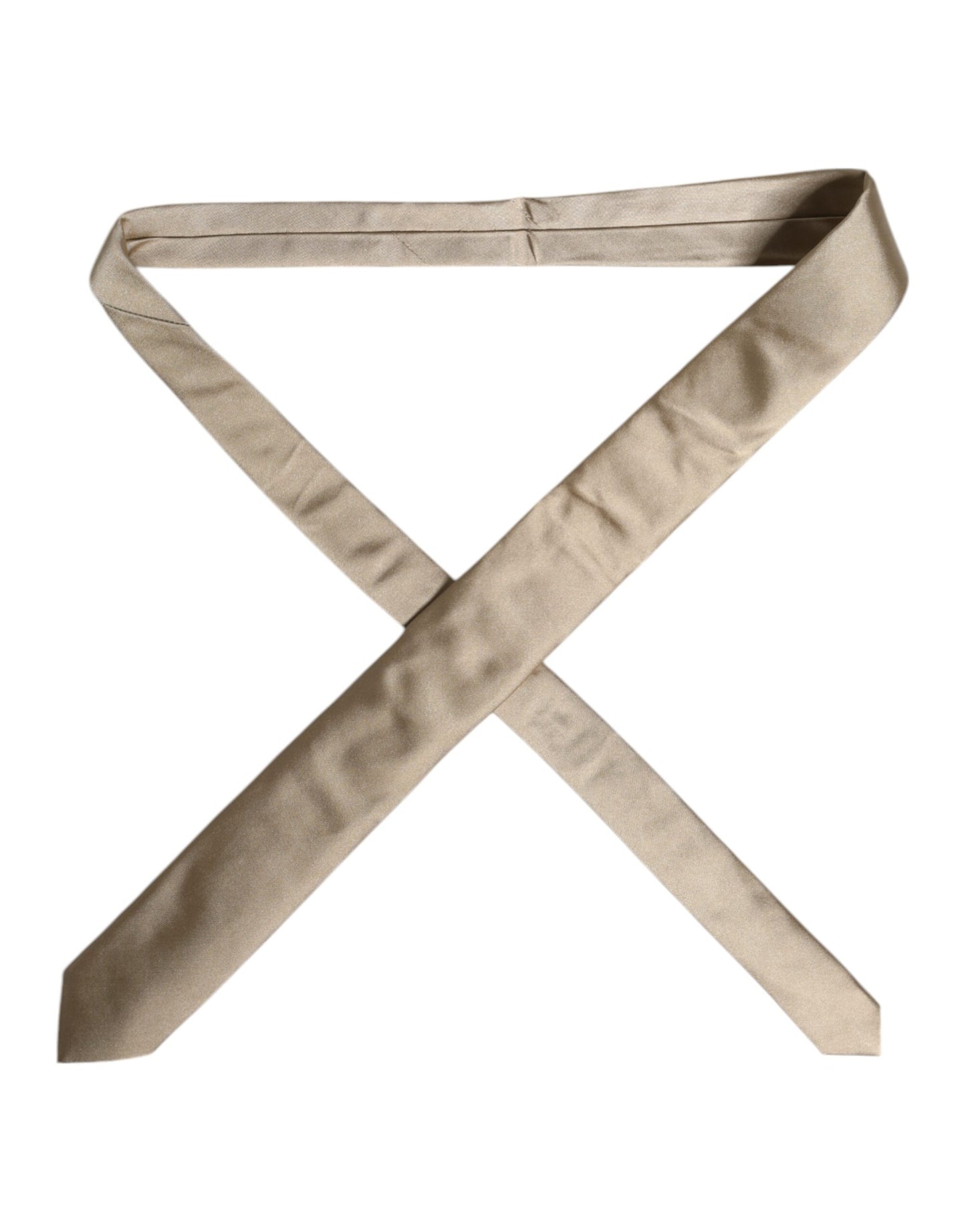 Dolce &amp; Gabbana Beige Solid Silk Adjustable Necktie Tie