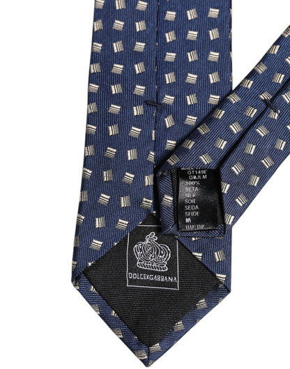 Cravate ajustable en soie à motifs bleus Dolce &amp; Gabbana
