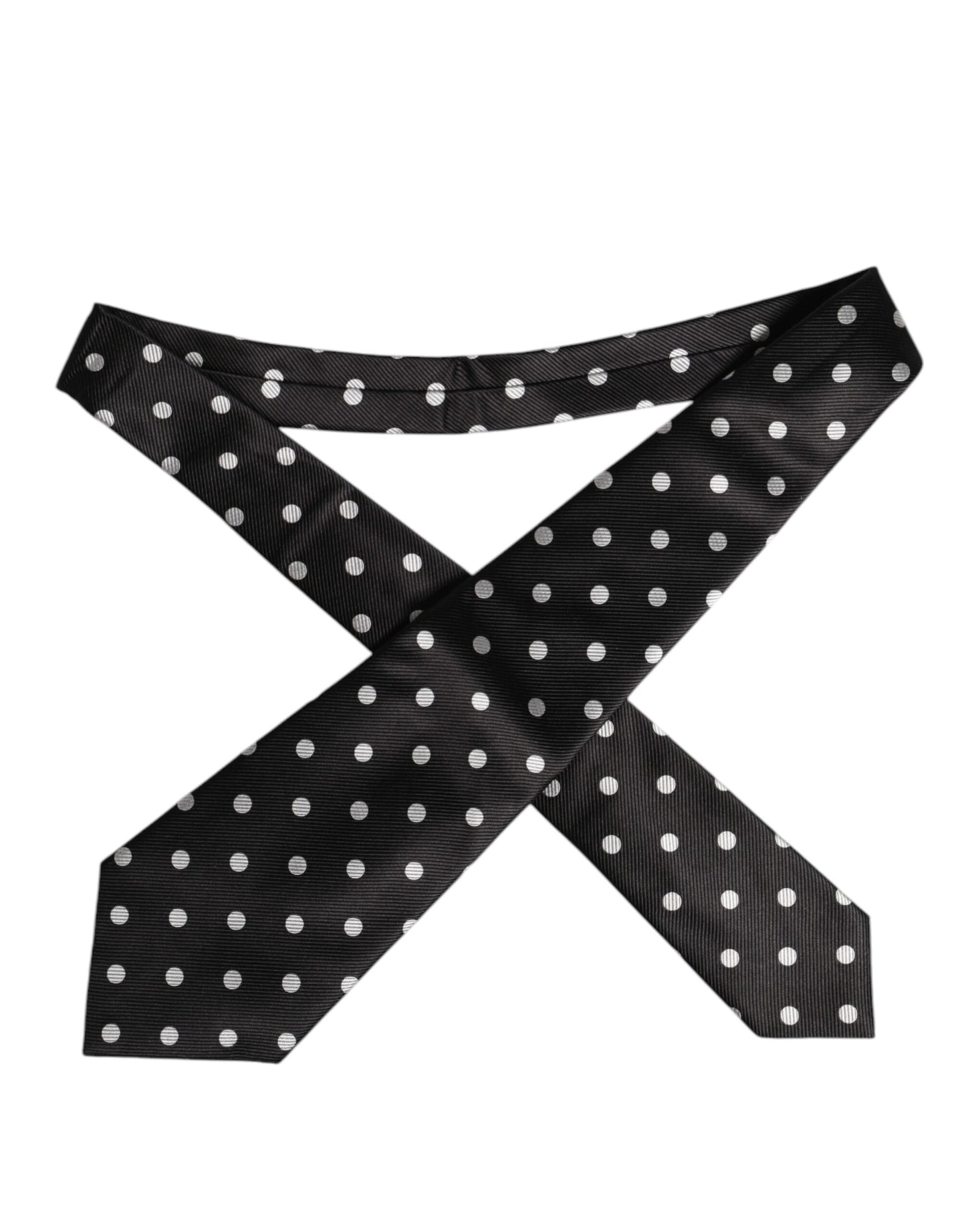 Dolce &amp; Gabbana Black Polka Dots Silk Adjustable Necktie Tie