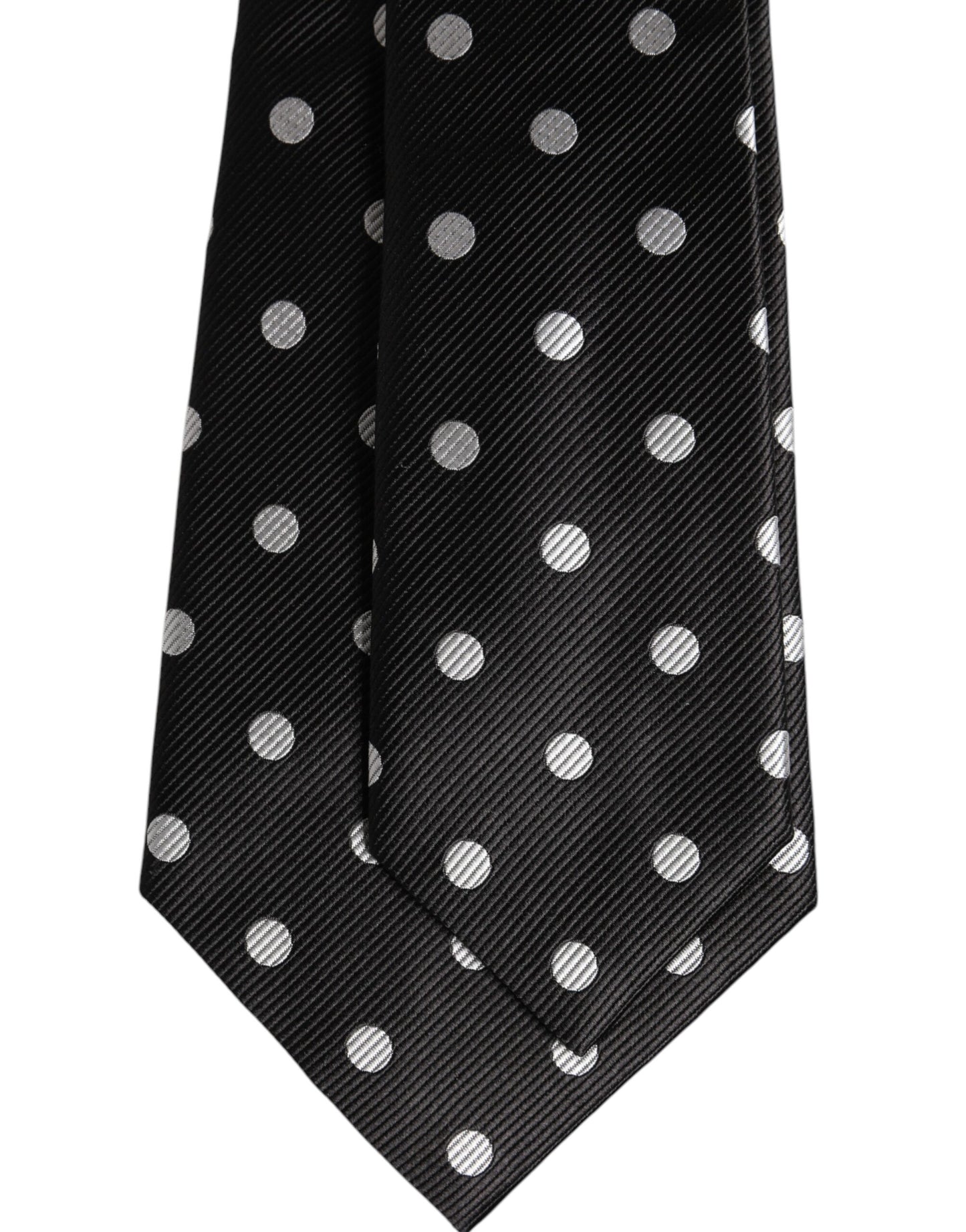 Dolce &amp; Gabbana Black Polka Dots Silk Adjustable Necktie Tie
