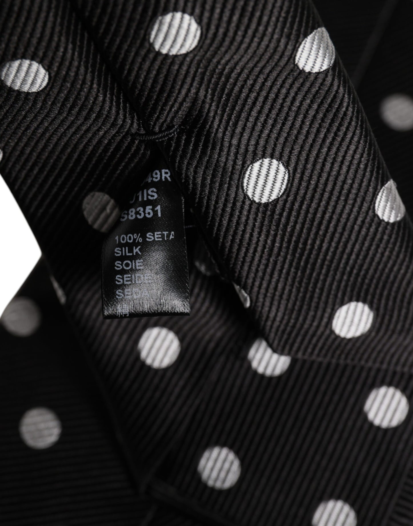 Dolce &amp; Gabbana Black Polka Dots Silk Adjustable Necktie Tie