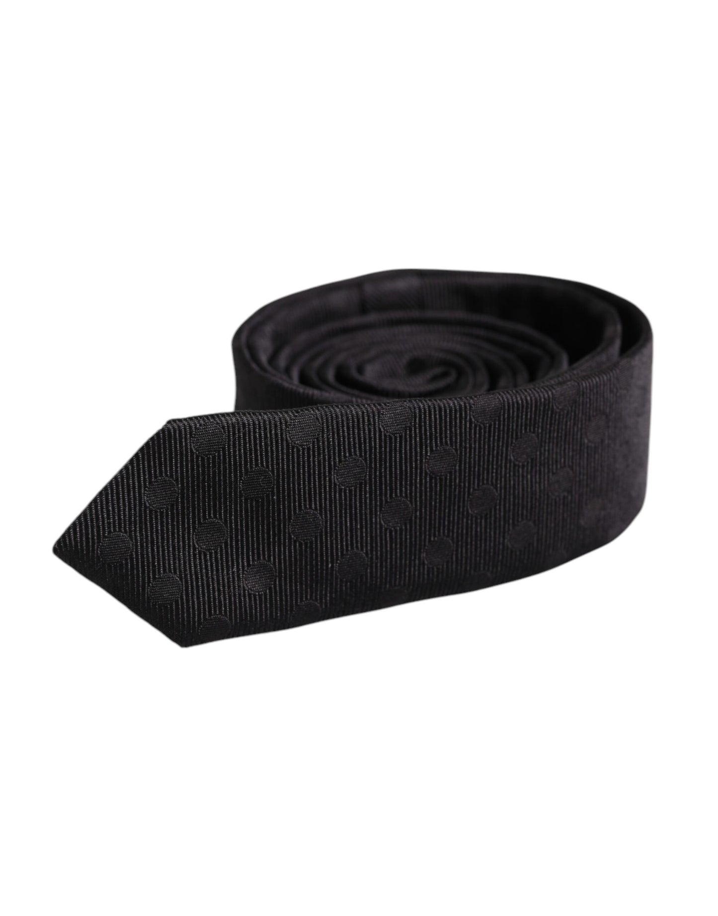 Dolce &amp; Gabbana Black Circles Silk Adjustable Necktie Tie