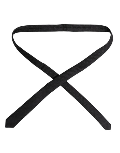 Dolce &amp; Gabbana Black Circles Silk Adjustable Necktie Tie