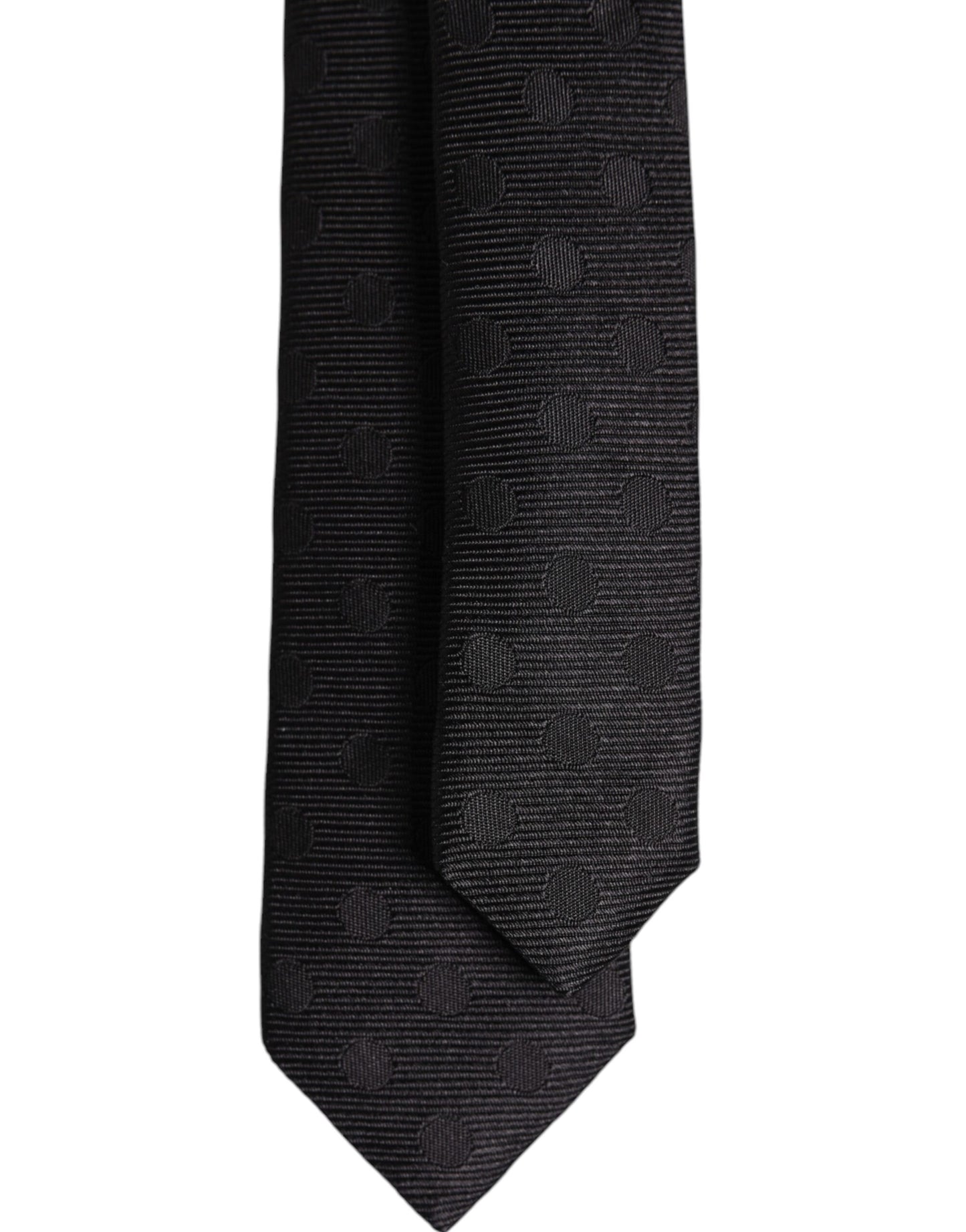 Dolce &amp; Gabbana Black Circles Silk Adjustable Necktie Tie