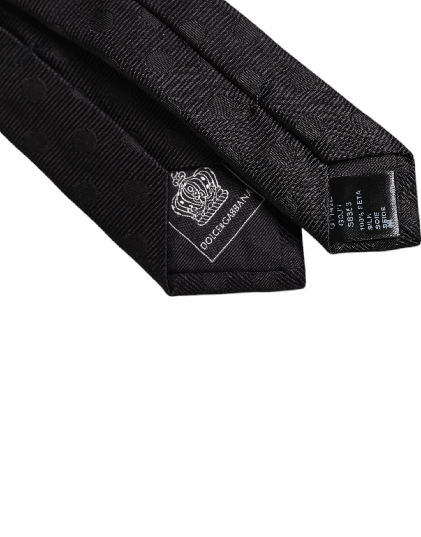 Dolce &amp; Gabbana Black Circles Silk Adjustable Necktie Tie