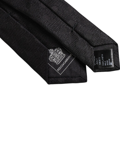 Dolce &amp; Gabbana Black Circles Silk Adjustable Necktie Tie