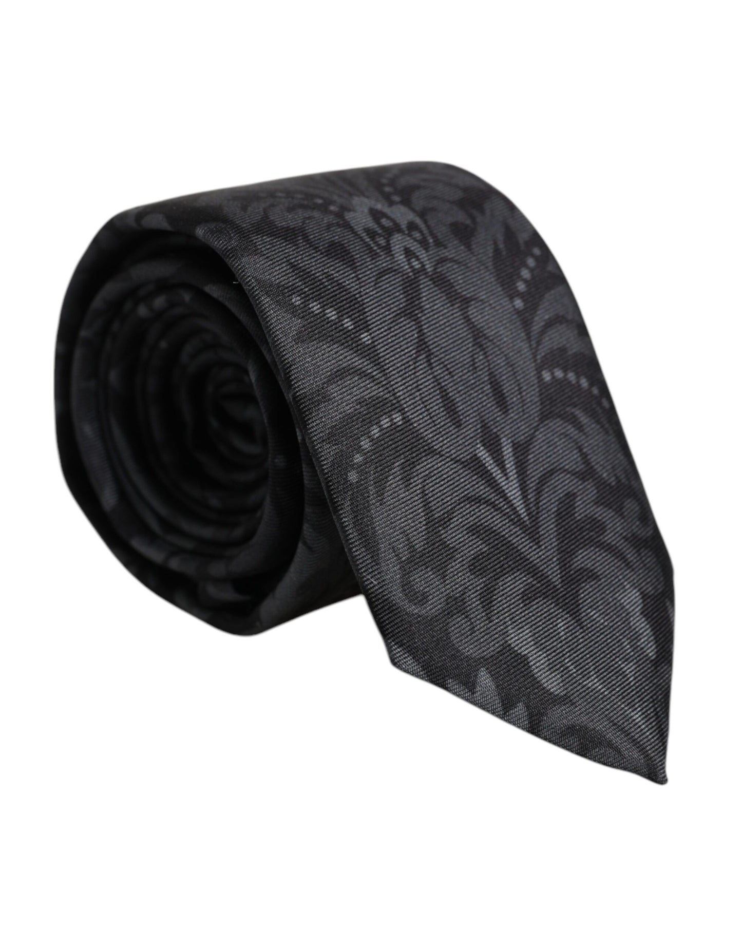 Cravate ajustable à imprimé floral noir et gris Dolce &amp; Gabbana