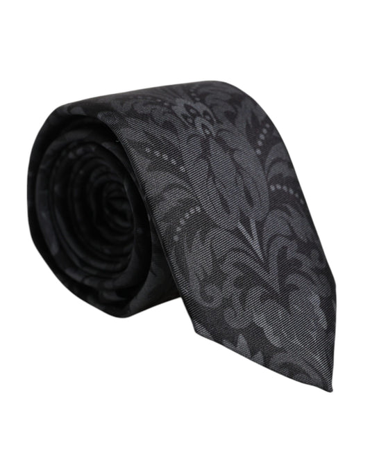 Cravate ajustable à imprimé floral noir et gris Dolce &amp; Gabbana
