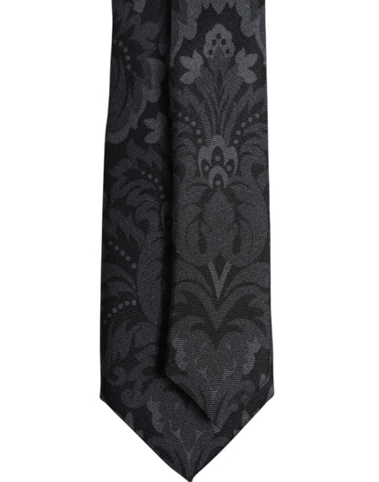 Cravate ajustable à imprimé floral noir et gris Dolce &amp; Gabbana
