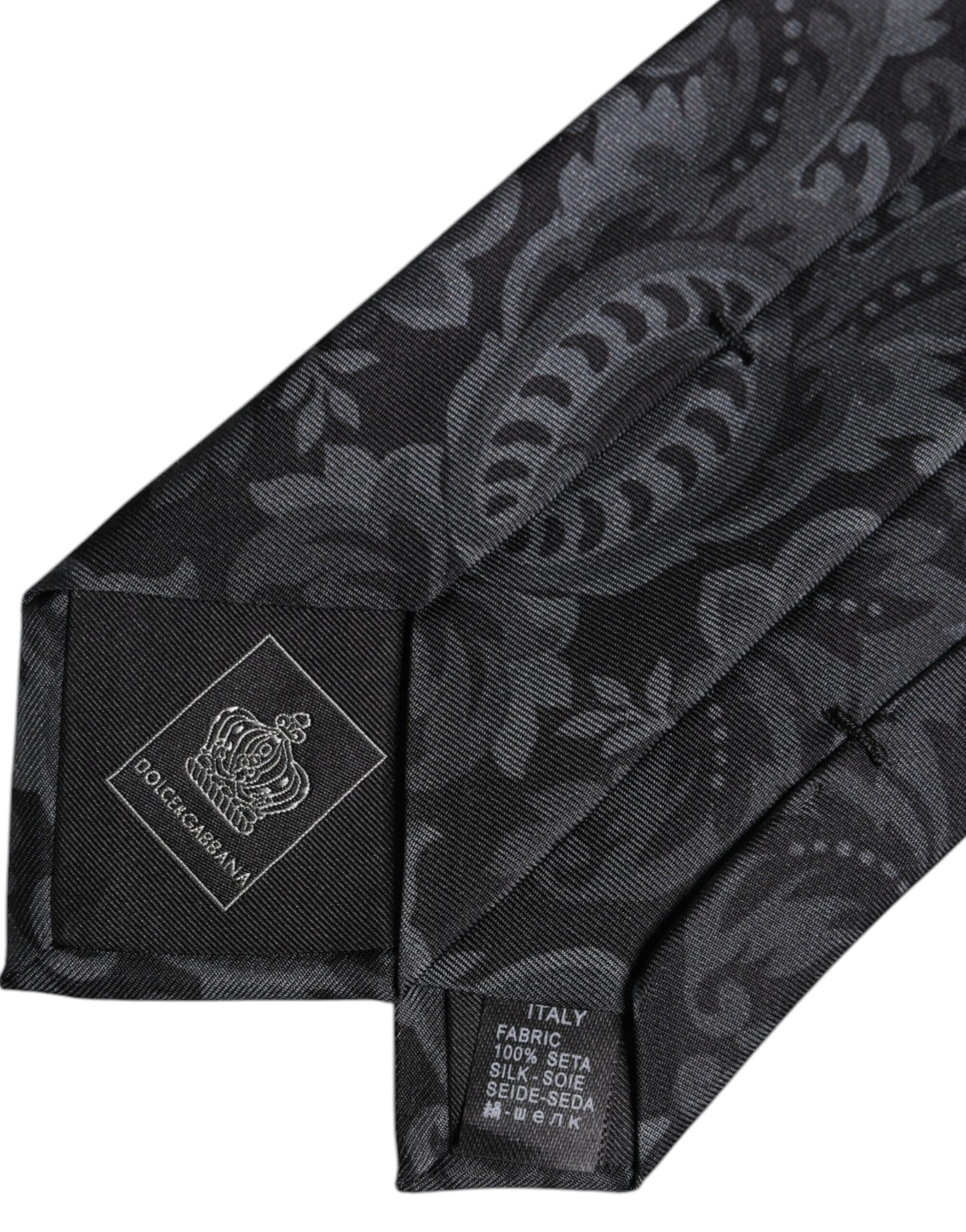 Cravate ajustable à imprimé floral noir et gris Dolce &amp; Gabbana