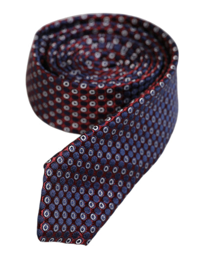 Dolce &amp; Gabbana Red Blue Circles Silk Adjustable Necktie Tie
