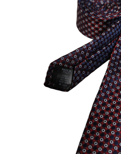 Dolce &amp; Gabbana Red Blue Circles Silk Adjustable Necktie Tie