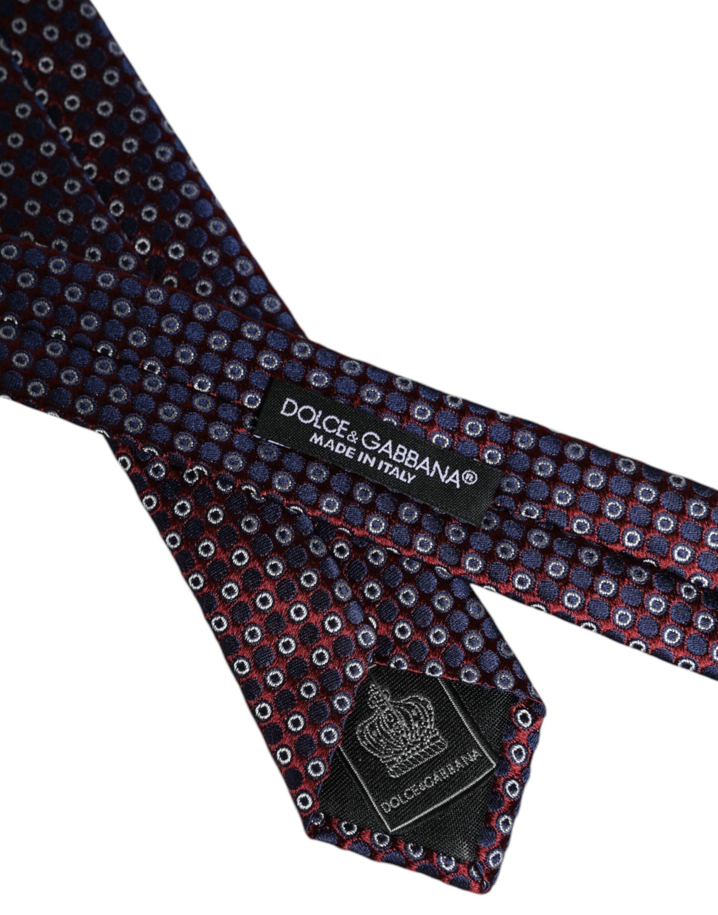 Dolce &amp; Gabbana Red Blue Circles Silk Adjustable Necktie Tie