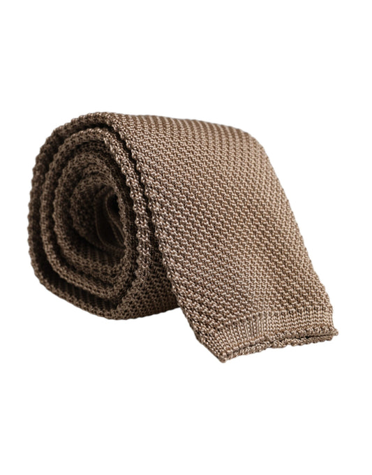 Cravate ajustable en soie marron Dolce &amp; Gabbana