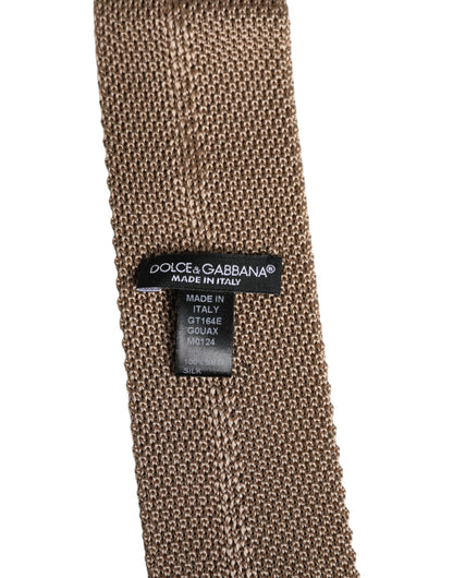 Cravate ajustable en soie marron Dolce &amp; Gabbana