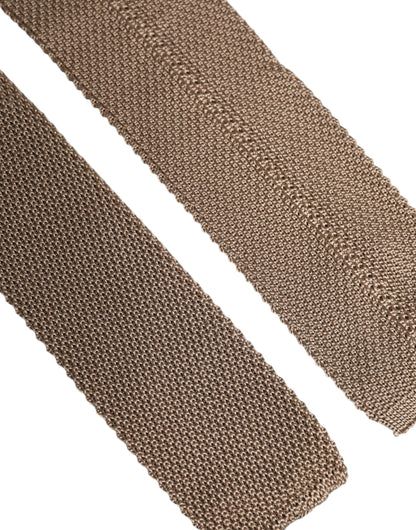 Cravate ajustable en soie marron Dolce &amp; Gabbana