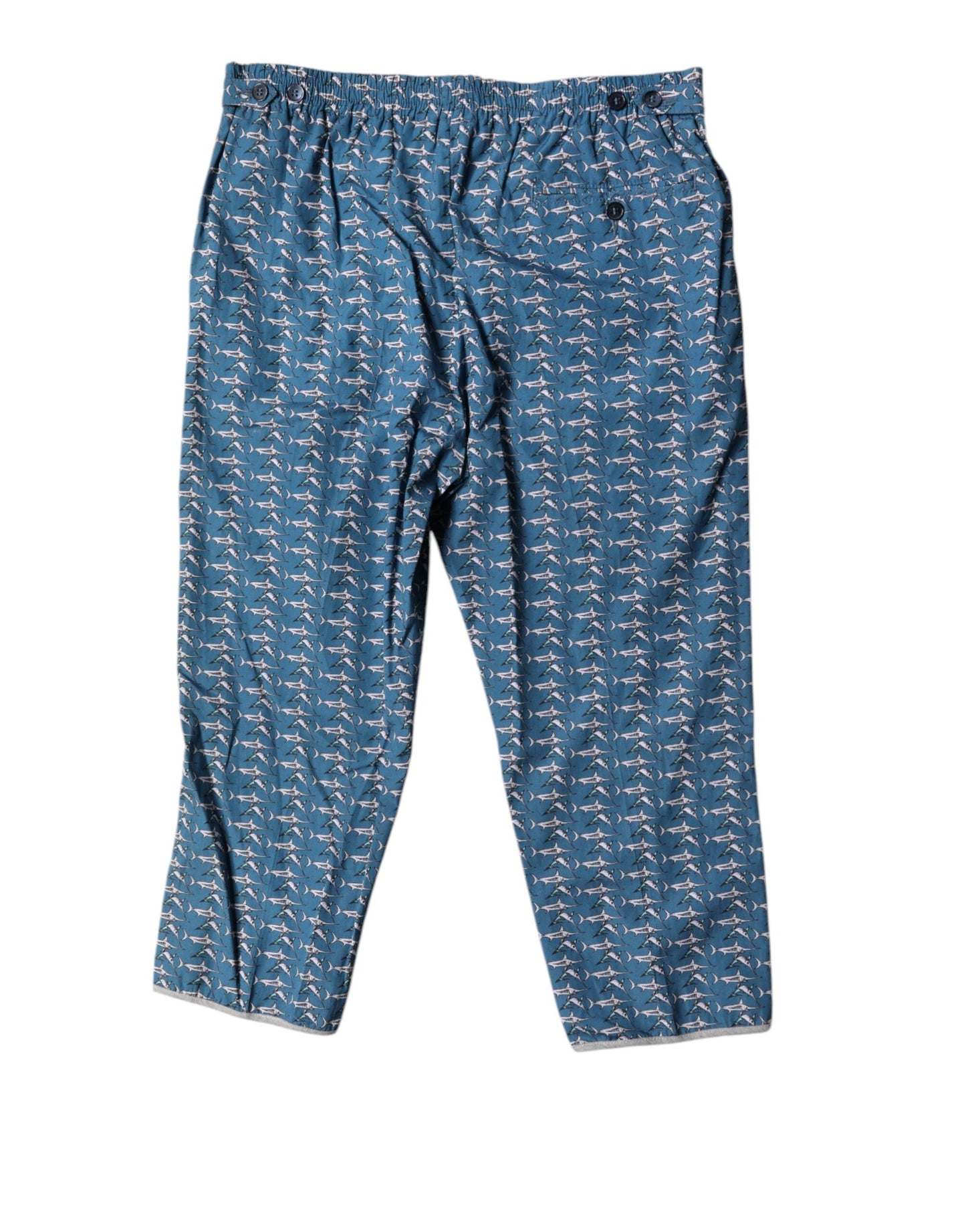 Dolce &amp; Gabbana Blue Shark Print Cropped Beachwear Swimwear