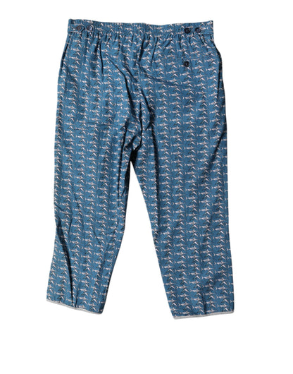 Dolce &amp; Gabbana Blue Shark Print Cropped Beachwear Swimwear
