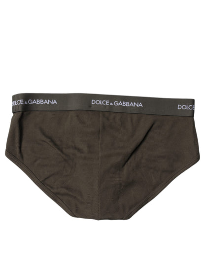 Slip mi-long en coton gris Dolce &amp; Gabbana pour homme