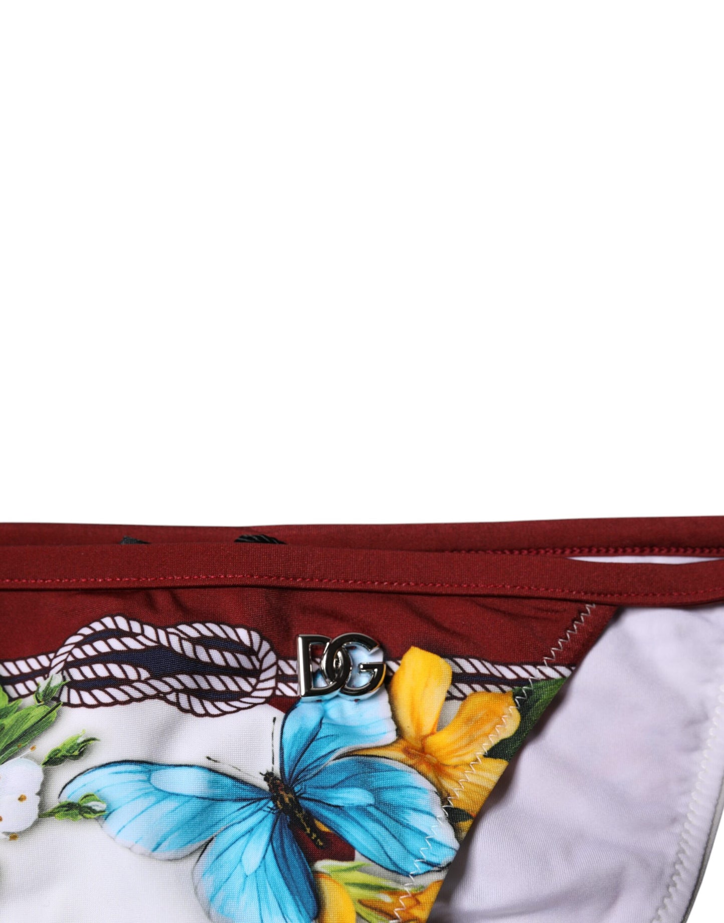 Dolce &amp; Gabbana White Floral Print Swimsuit Bikini Bottom Swimwear