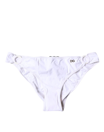 Dolce &amp; Gabbana White Nylon Beachwear Bikini Bottom Swimwear