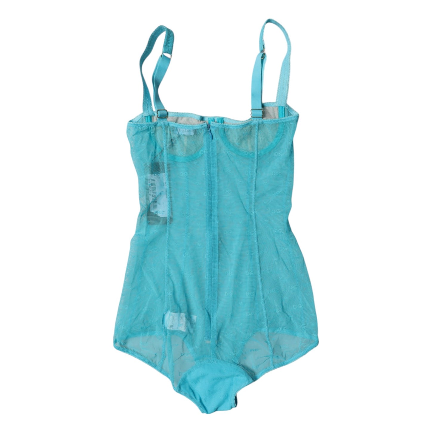 Dolce &amp; Gabbana Blue Tulle Balconette Bra Bodysuit Underwear