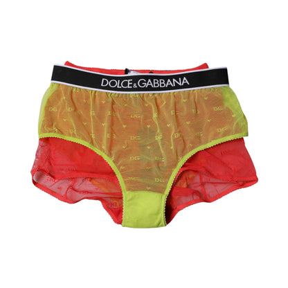 Culotte taille moyenne en tulle rouge et jaune Dolce &amp; Gabbana