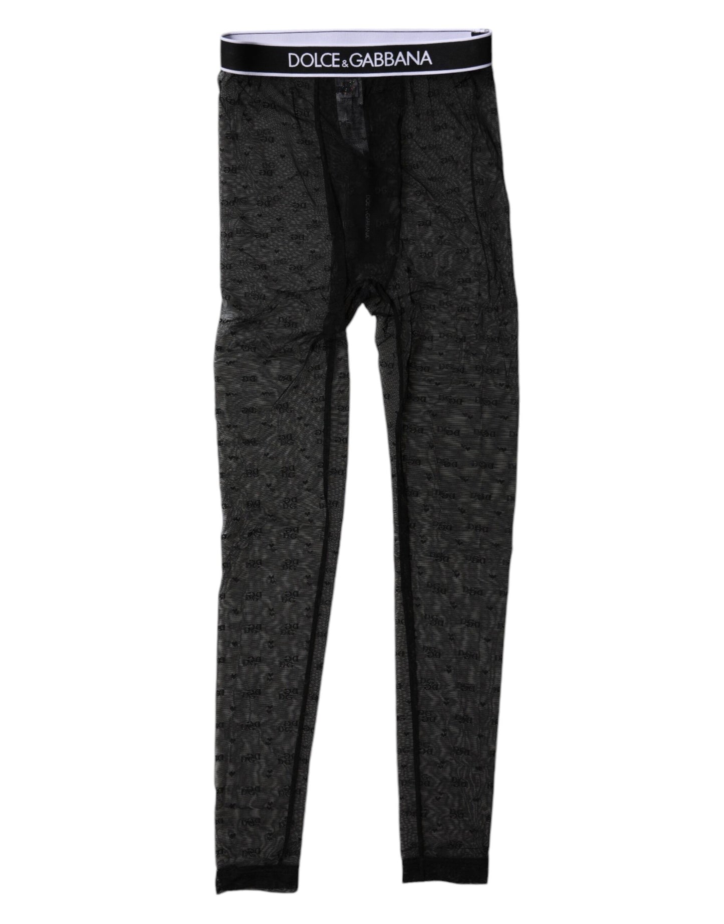 Dolce &amp; Gabbana Black Logo Lace Lingerie Tight Pants Underwear