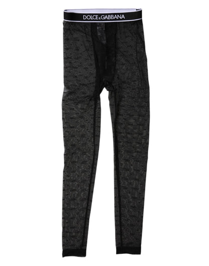 Dolce &amp; Gabbana Black Logo Lace Lingerie Tight Pants Underwear