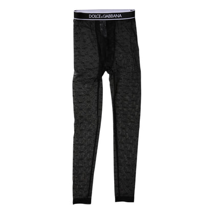 Dolce &amp; Gabbana Black Logo Lace Lingerie Tight Pants Underwear