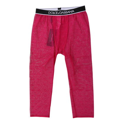 Dolce &amp; Gabbana Collants courts en nylon fuchsia avec logo DG