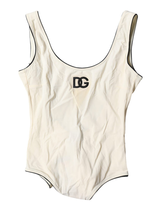 Maillot de bain une pièce Dolce &amp; Gabbana blanc et noir avec logo