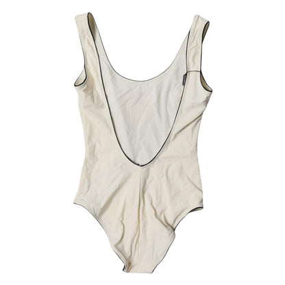 Dolce &amp; Gabbana White Black Logo One Piece Beachwear Swimwear