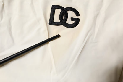 Dolce &amp; Gabbana White Black Logo One Piece Beachwear Swimwear