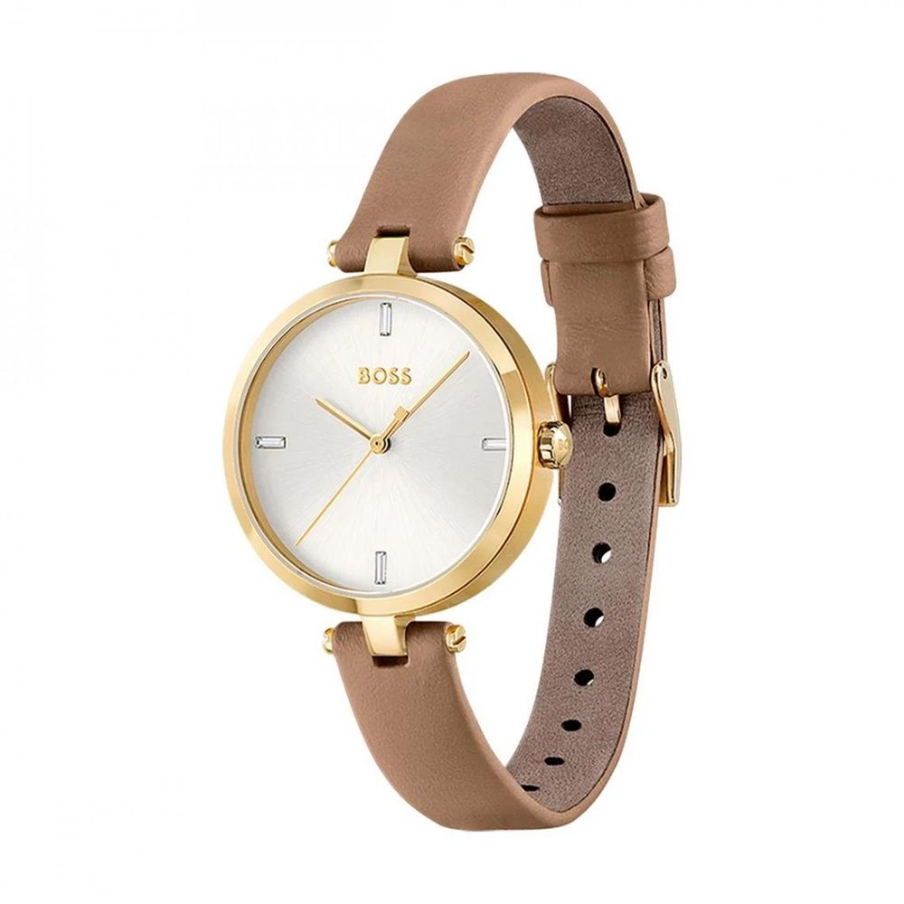 Montre Hugo Boss en cuir beige