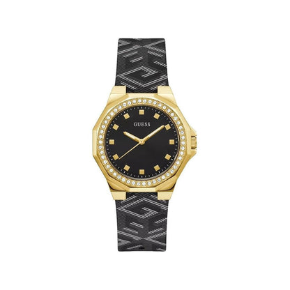 Montre Guess en cuir noir