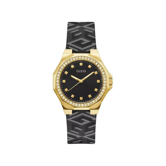 Montre Guess en cuir noir