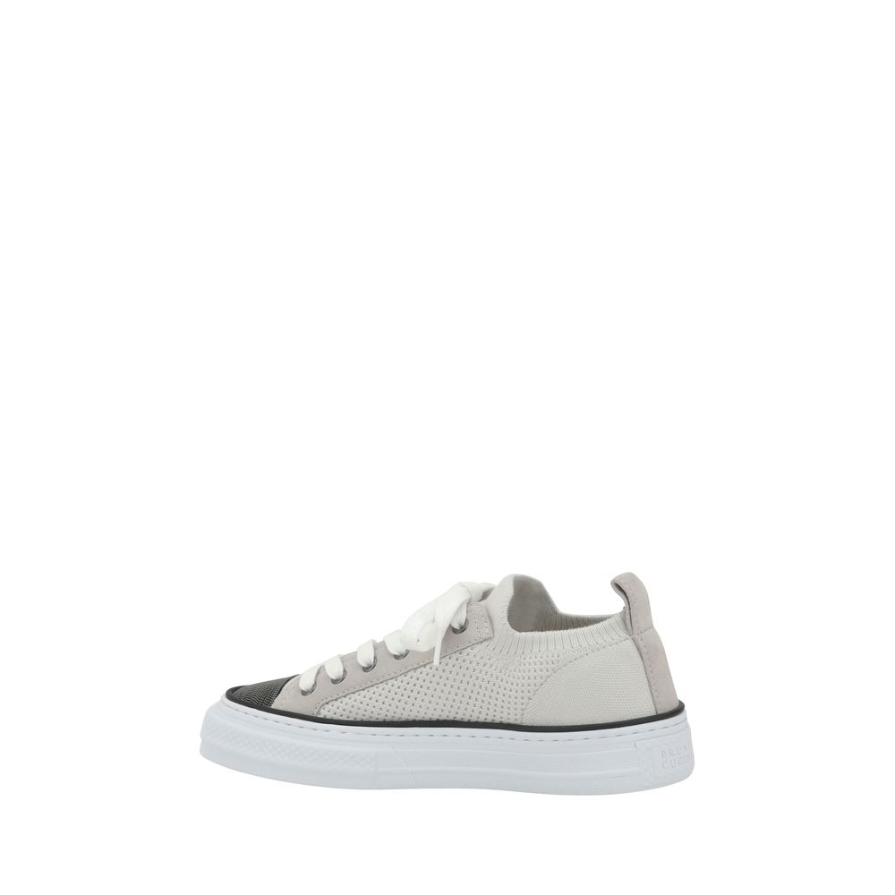 Brunello Cucinelli Mesh Cotton And Suede Sneakers Elite
