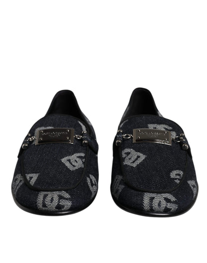 Mocassins en coton à logo noir Dolce &amp; Gabbana, chaussures habillées habillées