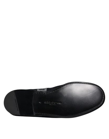 Mocassins en coton à logo noir Dolce &amp; Gabbana, chaussures habillées habillées