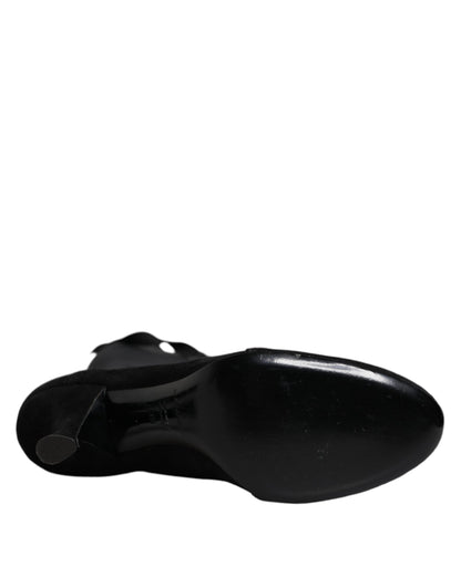 Dolce & Gabbana Black Lace Up Heels High Boots Shoes by Dolce & Gabbana