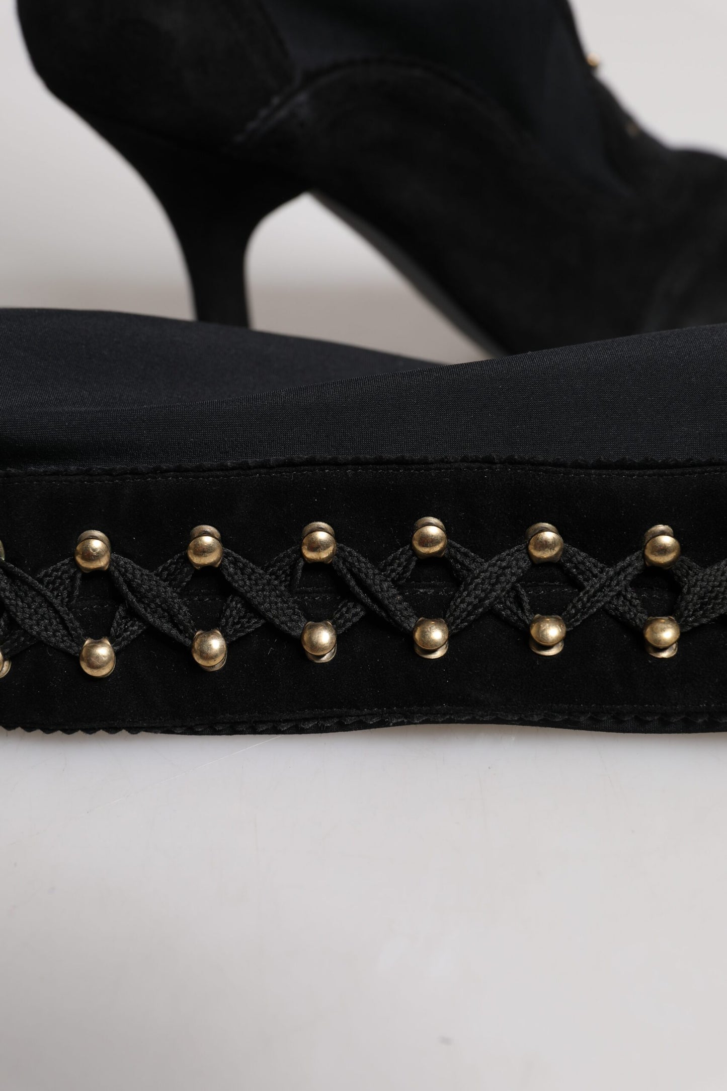 Dolce & Gabbana Black Lace Up Heels High Boots Shoes by Dolce & Gabbana