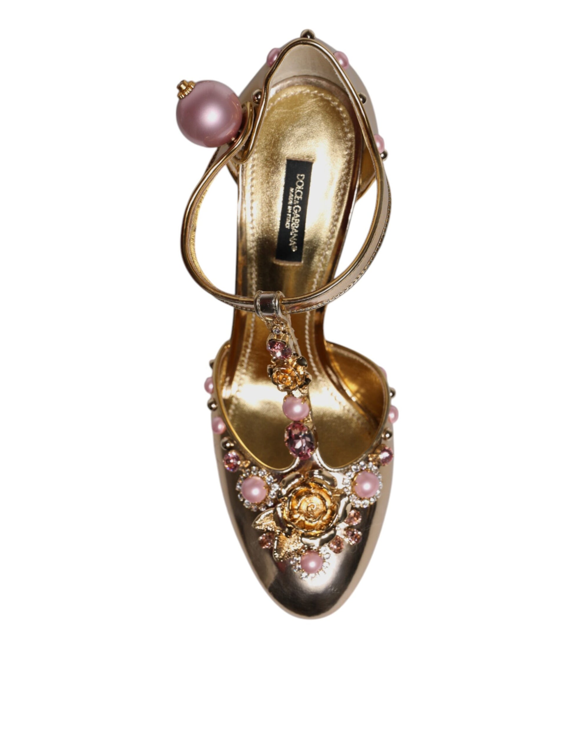 Dolce & Gabbana Gold Embellished Vally Heels Sandals Shoes by Dolce & Gabbana