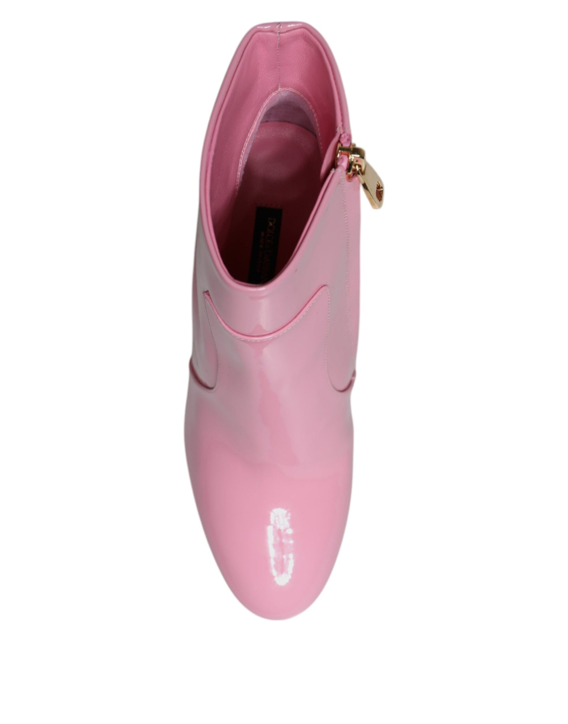 Dolce & Gabbana Pink Patent Leather Heel Mid Calf Boots Shoes by Dolce & Gabbana