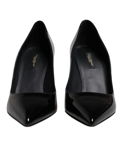 Escarpins à talons hauts en cuir verni noir Dolce &amp; Gabbana