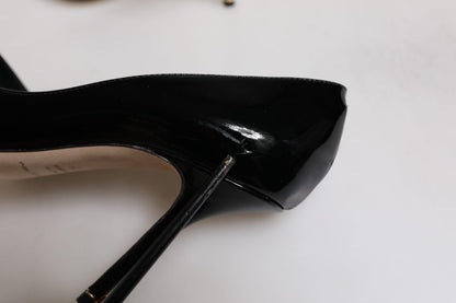 Escarpins à talons hauts en cuir verni noir Dolce &amp; Gabbana