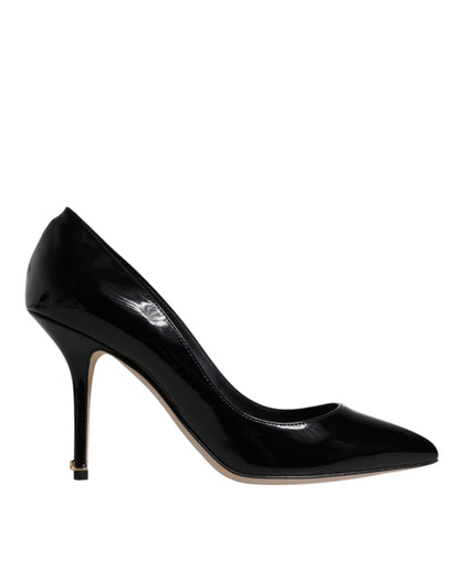 Escarpins à talons hauts en cuir verni noir Dolce &amp; Gabbana