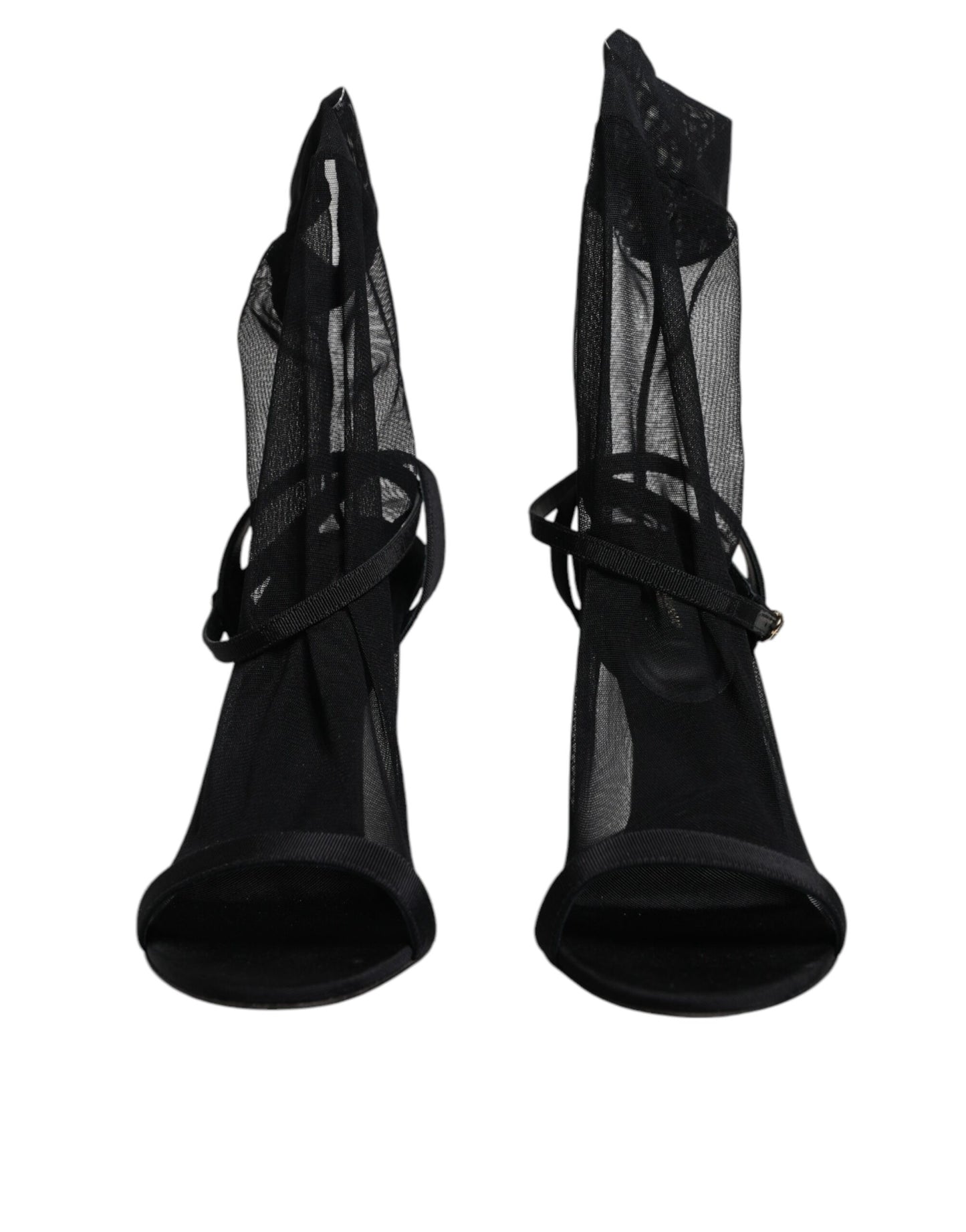 Dolce & Gabbana Black Tulle Stretch Heels Sandals Shoes by Dolce & Gabbana