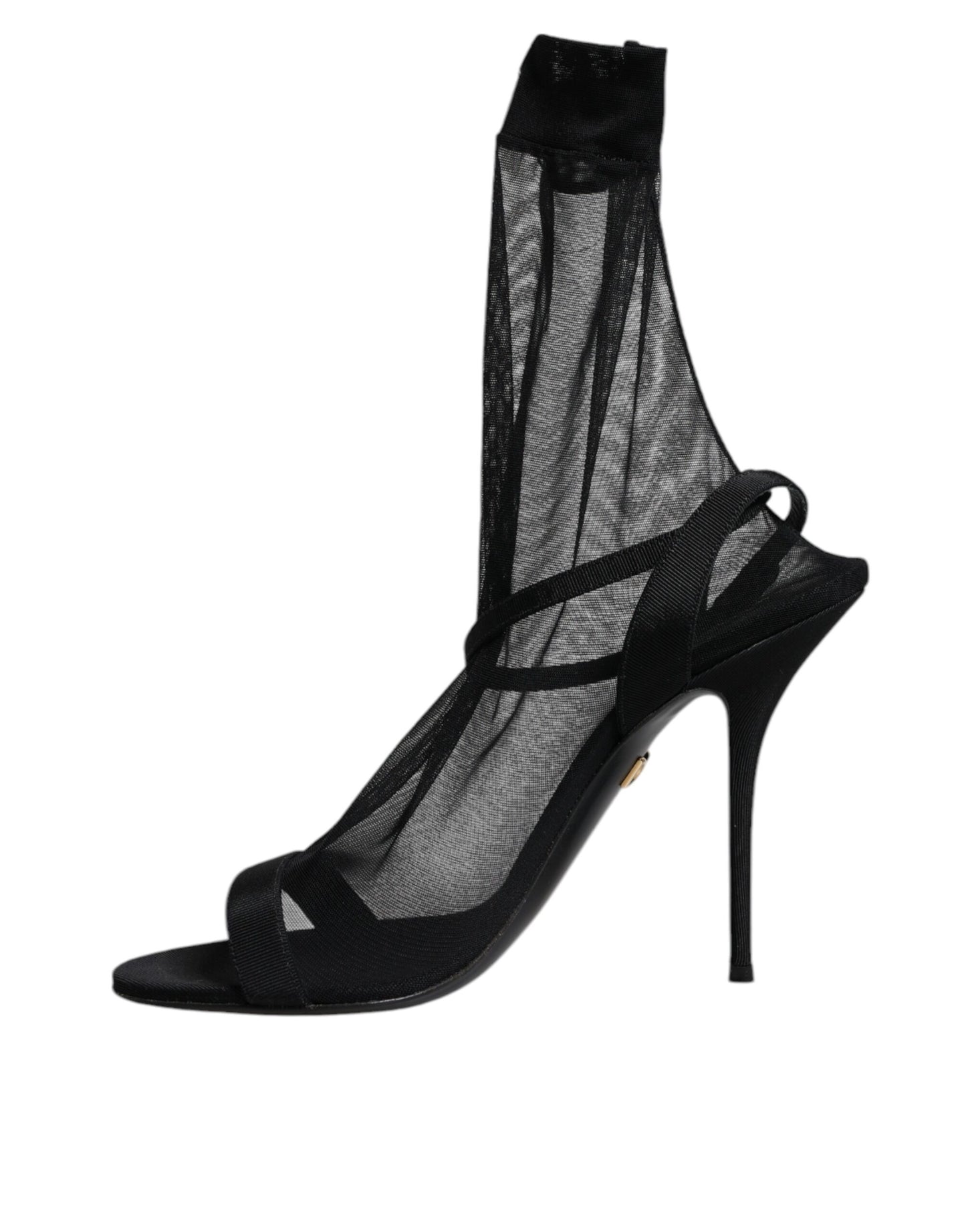 Dolce & Gabbana Black Tulle Stretch Heels Sandals Shoes by Dolce & Gabbana